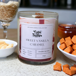 Sweet Vanilla Caramel 11oz Wood Wick Candle